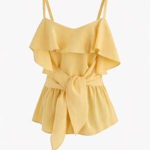 NWT Club Monaco Akua Cold Shoulder Ruffle Peplum Top Amarillo Yellow Sz 00